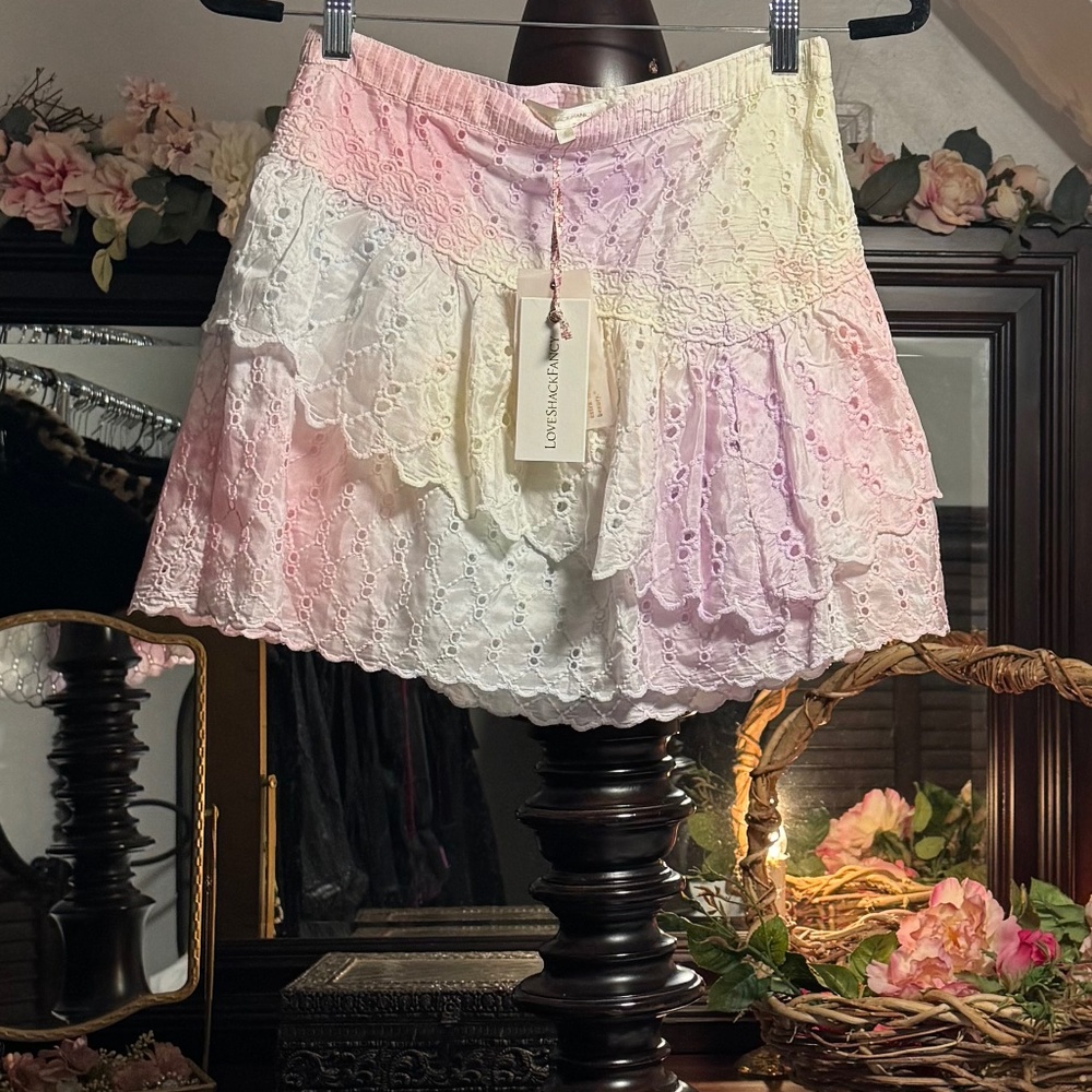 LoveShackFancy silk mini Skirt Fairytale tie-dye 4